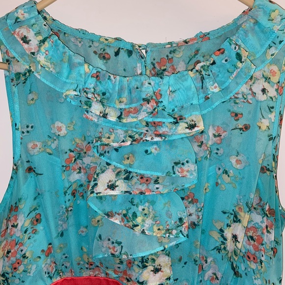 Alyx Blue & Coral Floral Dress Size 14 SOLD - Picture 2 of 13